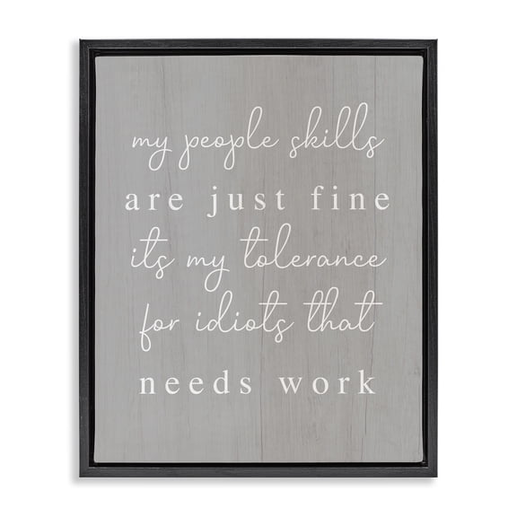 Stupell Industries Rustic Lodge People Skills Sassy Saying Black Floating Frame Canvas Art, 25 x 31, by Lil' Rue