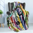 thumbnail image 4 of Urban Graffiti Soft Flannel Fleece Throw Blanket, Bulls Eye Detailed Splashed Paint Design on Abstract Rhombus Pattern, Cozy Plush for Indoor and Outdoor Use, 50" x 70", Multicolor, by Ambesonne, 4 of 5