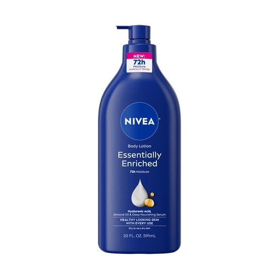 NIVEA Essentially Enriched Body Lotion for Dry Skin with Hyaluronic Acid and Almond Oil, 20 fl oz