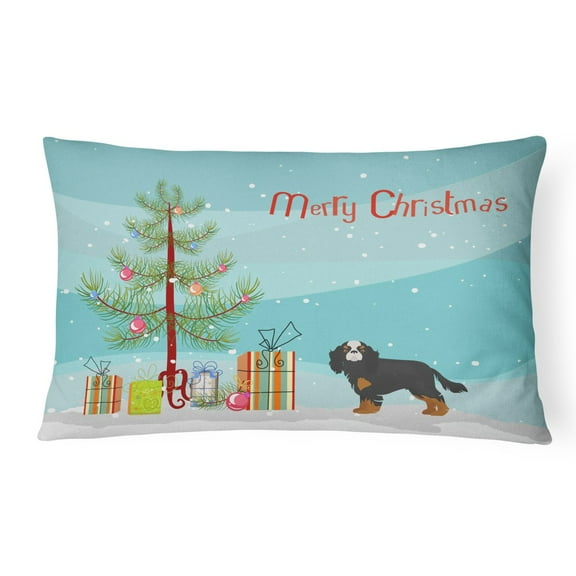 Carolines Treasures CK3465PW1216 Cavalier King Charles Spaniel Christmas Tree Canvas Fabric Decorative Pillow, 12H x16W,