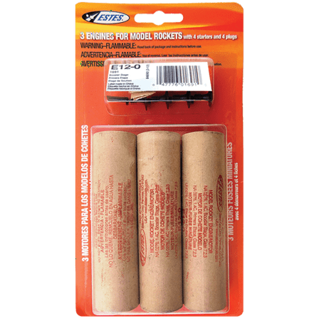Estes E12-0 Model Rocket Engine Pack (3 Engines per Pack)