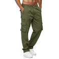 thumbnail image 2 of PUZTLOY Men's Cargo Pants Sweatpants Jogger Work Trousers Relaxed Fit Loose Casual Baggy Lightweight Workout Slacks with Multi Pockets Army Green, 2 of 6