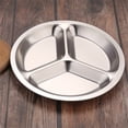 thumbnail image 5 of Baby Plates – Stainless Divided Plates for Toddlers Dishwasher ，2 Size/Canteen Student Three-Grid Fast Food Plate A 22# Small Round Three-Grid, 5 of 9