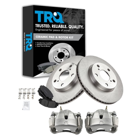 TRQ Front Brake Pad & Rotor Kit Brake Caliper Brake Pads Brake Rotor Ceramic Fits Select 2010-2012 Lexus HS250h 2008-2015 Scion xB 2012-2017 Toyota Prius V 2011-2018 RAV4