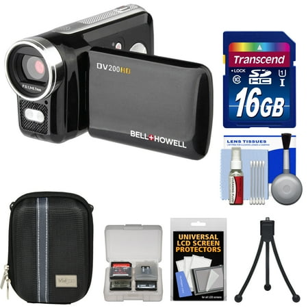 Bell & Howell DV200HD HD Video Camera Camcorder with Built-in Video Light with 16GB Card + Case + Mini Tripod + Accessory Kit