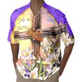 thumbnail image 1 of Wyzesi Long Sleeve Shirt Men Blue Mens Easter Short Sleeved Shirt Festive Relaxed and Comfortable Style Simple All Over Printed Lily Short Sleeved Shirt Dress Shirts for Men Short Sleeve Pattern, 1 of 4