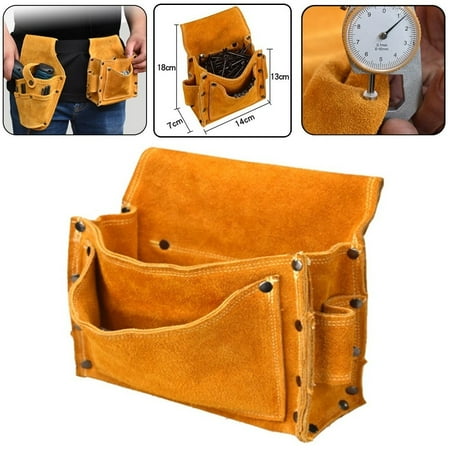 

Cowhide Drill Holster Electric Waist Tool Bag Tool For Screws Nails Drill Bit