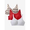 thumbnail image 2 of Comfort Choice Women's Plus Size 3-Pack Cotton Wireless Bra, 2 of 6
