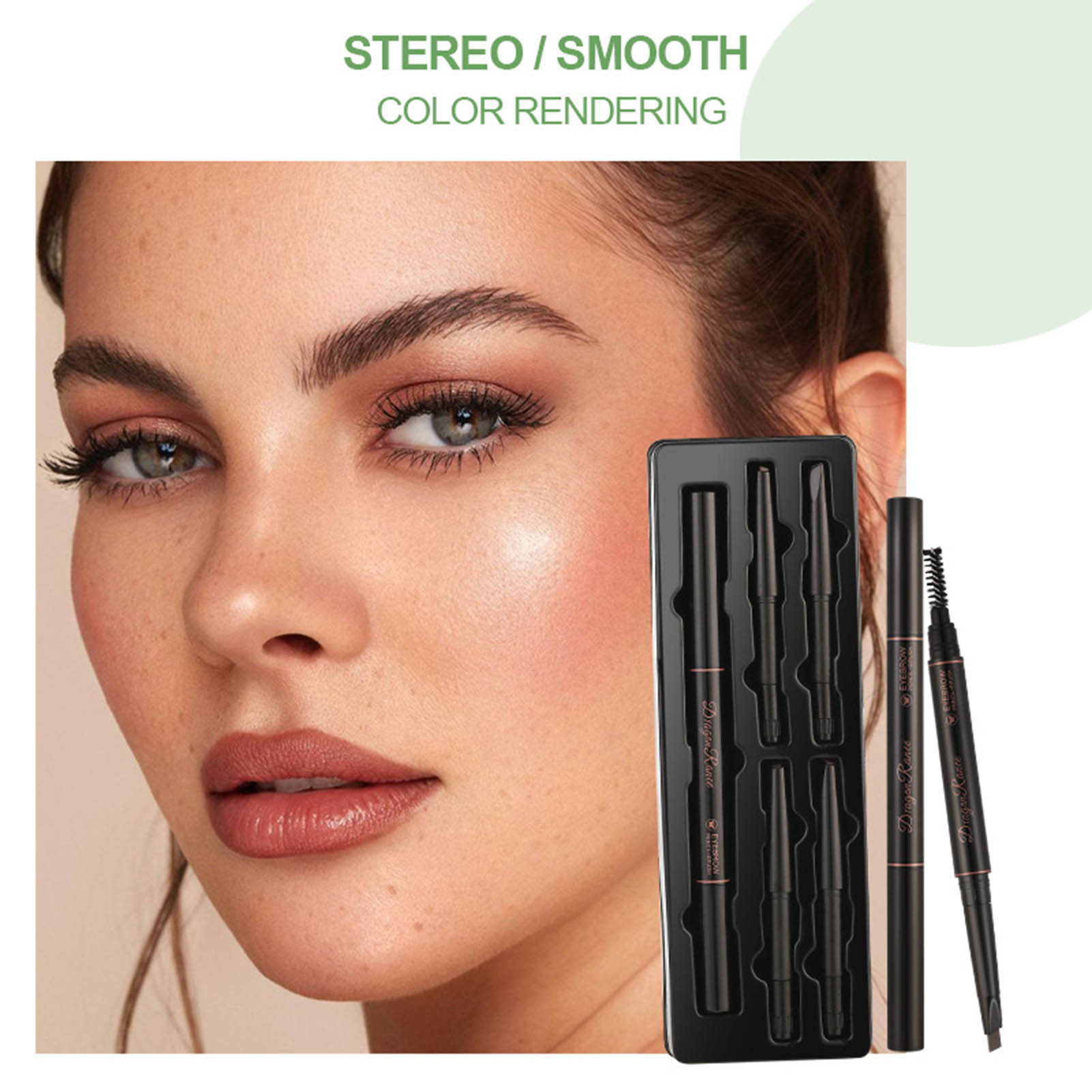 Honrane 1 Set Eyebrow Pen Waterproof Not Blooming Paste Uniformly