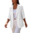 thumbnail image 6 of Linen Blazer Jackets for Women Casual 3/4 Sleeve Lightweight Summer Fall Dressy Coat Outfits with Pockets White XL, 6 of 8