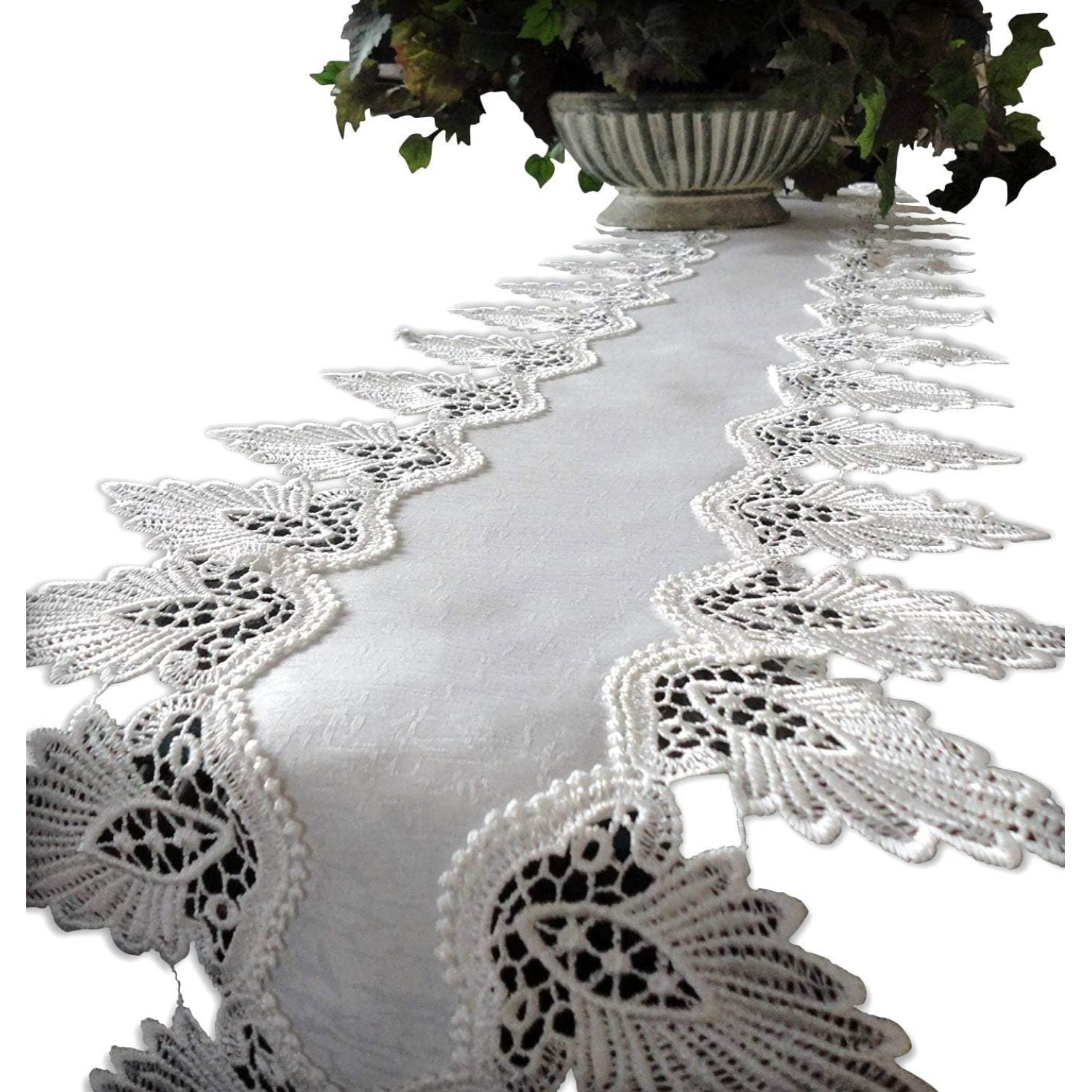 WBTAYB Creamy White Dresser Scarf 64" Formal European Lace Mantel Scarf