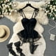 thumbnail image 4 of Women's Hollow Combination Bodysuit Slim Fit Erotic Mesh Lace Jumpsuit Bodysuit Sexy Fashion Pajamas, 4 of 4