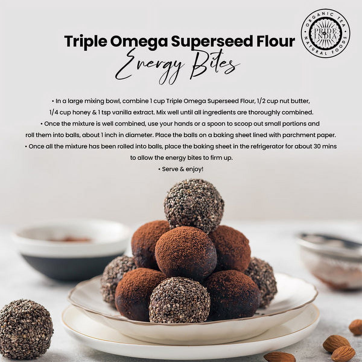 Pride of India - Pack of 6 - Triple Omega Super Seed Flour, Gluten Free Baking Blend, 1 lb Jar