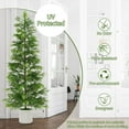 thumbnail image 4 of 2Pcs Artificial Cedar Topiary Trees in White Pot | 3/4/5/6Ft UV Protected Faux Evergreen Plants, Outdoor Safe Fake Christmas Trees for Porch, Garden, Doorstep, Farmhouse & Indoor Decor, 4 of 8