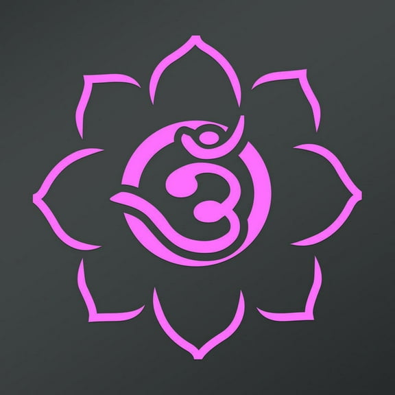 OM Symbol In Bangla Script Open Flower Decal Sticker | 5.5-Inches By 5.5-Inches | Meditation Conciousness Religious Motivational Inspirational | Light Pink Vinyl