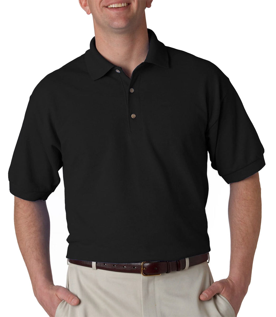 Gildan Mens 3-Button Down Short Sleeve Polo Shirt, Black, 3X, Style ...