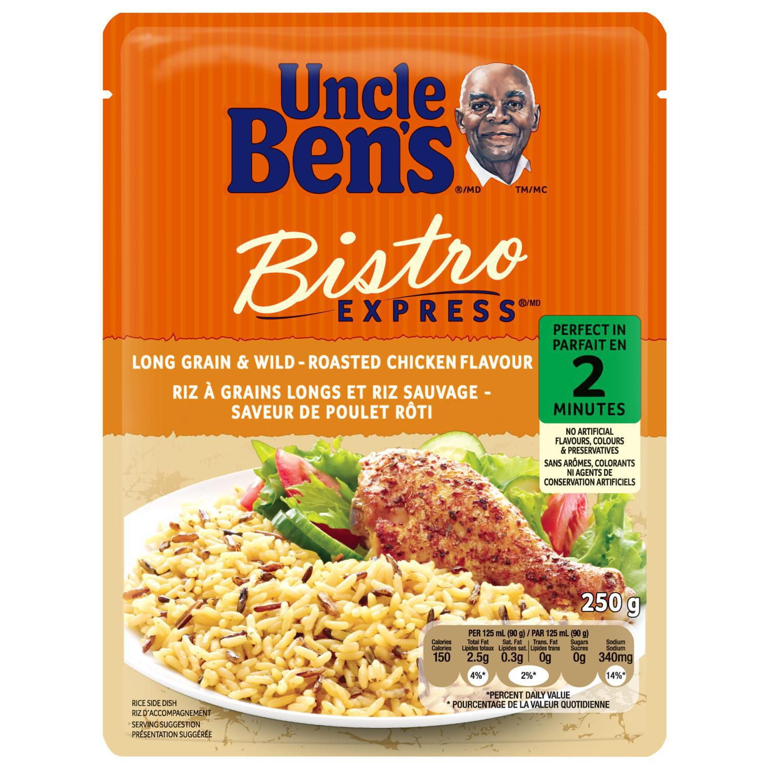 Uncle Ben s Bistro Express Roasted Chicken Flavour Long Grain and Wild Rice 250g serving for 2. Walmart