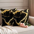thumbnail image 2 of Black Gold Marble Outdoor Waterproof Pillow Covers, Modern Geometric Textured Decorative Square Throw Pillowcase Sofa Cushion Sham for Patio/Couch/Chair, 16"x16" 2 Pack, 2 of 8