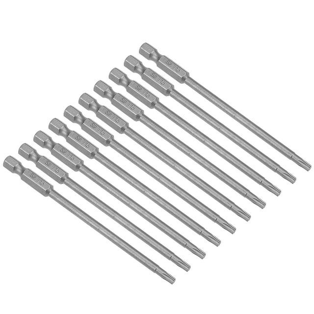 10 piezas 100 mm 1/4" Vástago Hex T15 Brocas de Destornillador Torx S2 Acero Aleado Alto