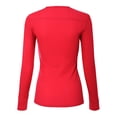 thumbnail image 6 of MixMatchy Women's Solid Long Sleeve V-Neck Half Button Down Thermal Knit Top, 6 of 6
