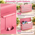 Movable Steel Bench Pink Portable Metal 3-Drawer Tool Box with Top Tray and Carrying Handle ...