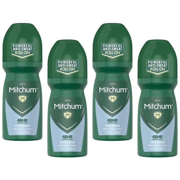 Desodorante Roll-On Mitchum Invisible sin perfume 100 ml (paquete de 4)