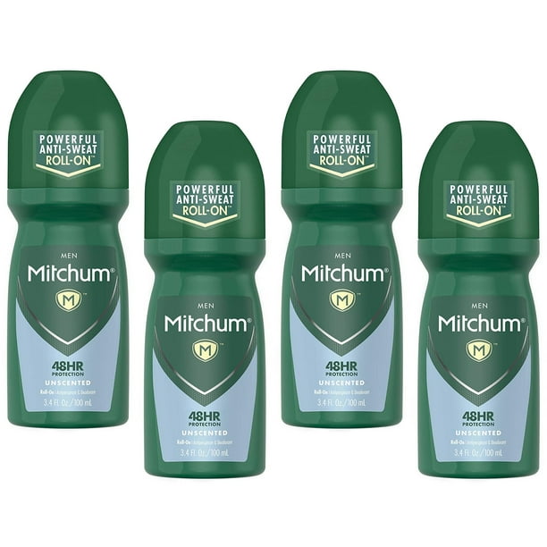 Desodorante Roll-On Mitchum Invisible sin perfume 100 ml (paquete de 4)