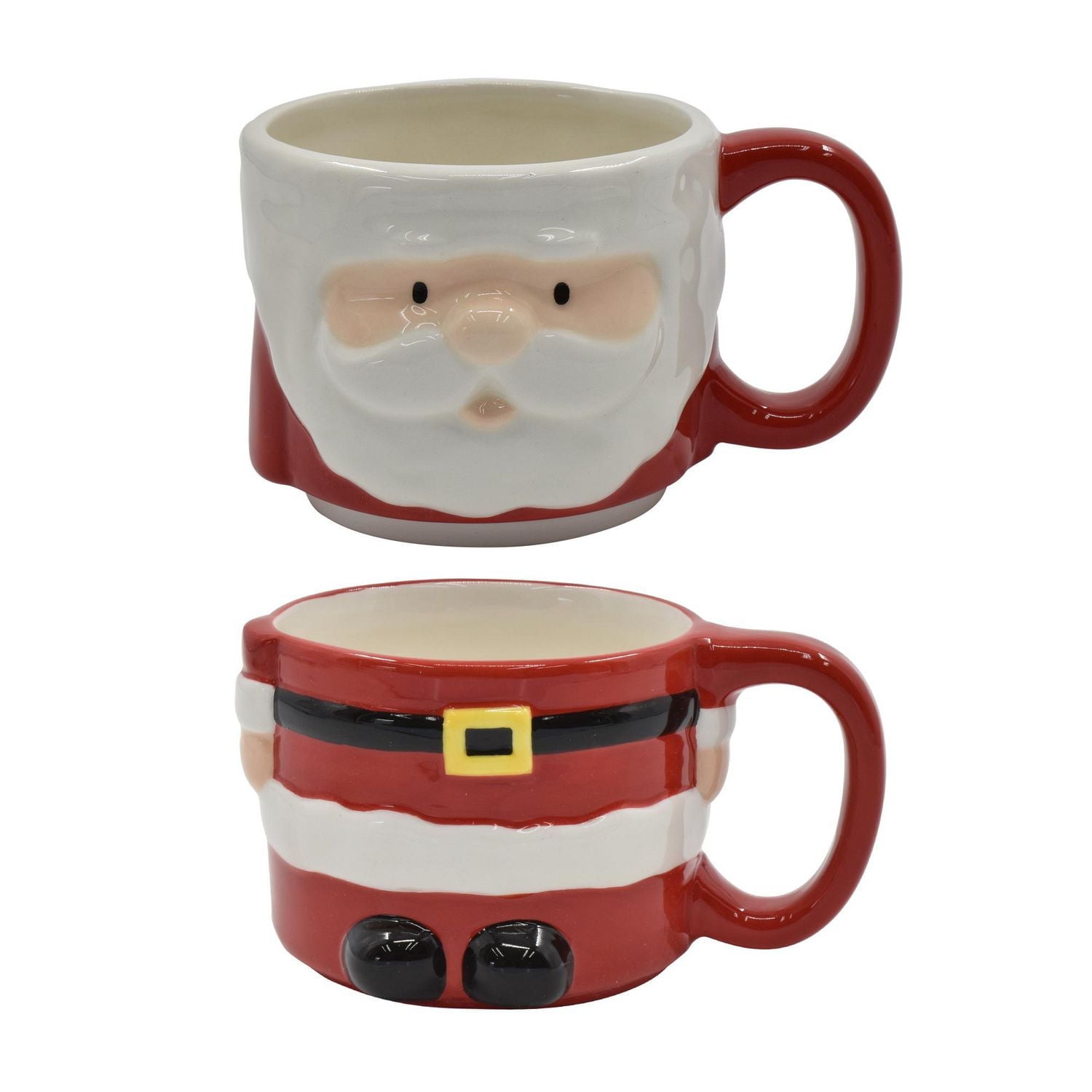 HOLIDAY TIME SET OF 2 DOLOMITE SANTA DESIGN MUG SET