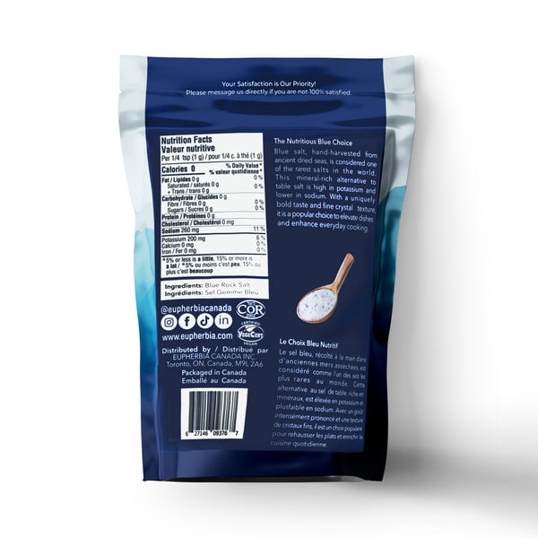 Eupherbia Blue Salt, Fine, Rare Mineral Salt, High Potassium, Sodium, 2lb (32 oz)