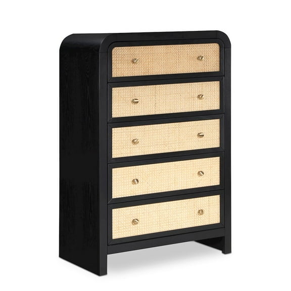 Meridian Furniture Siena Black Ash Wood and Natural Cane Chest