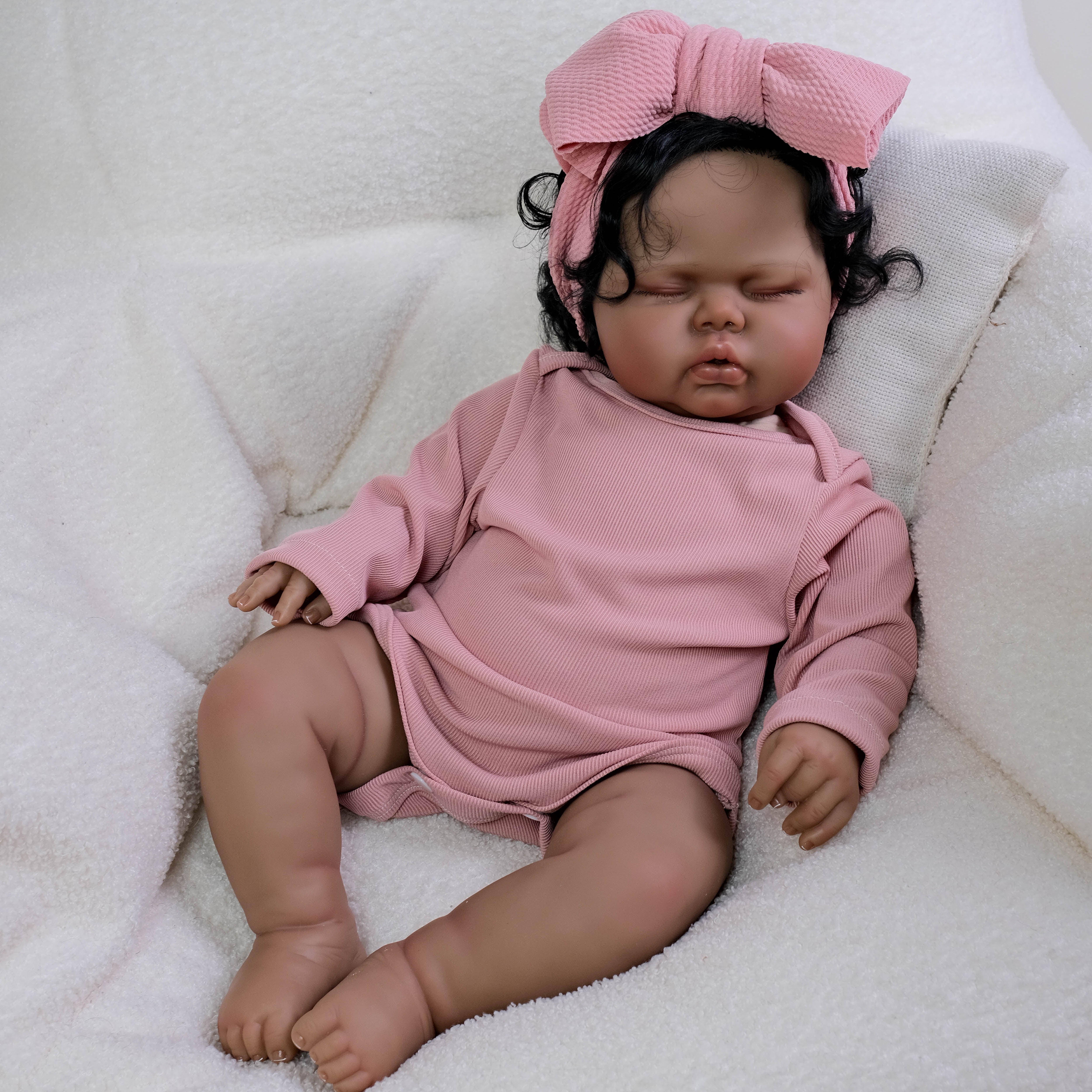 Realistic Reborn Baby Dolls 19 inch African American Newborn Soft Cloth Body Adorable Lifelike Newborn with Accessories and Toy Gift for 3+ Years Old Kids