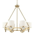 thumbnail image 2 of Stiffel Warm Brass Chandelier 32" Wide Modern Clear Crystal Off White Drum Shade 6-Light Fixture for Dining Room House Kitchen, 2 of 9