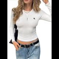 thumbnail image 1 of Camisetas de Larga para Mujer, Tops Cortos Básicos de Moda de Otoño, Conjuntos para Salir, Ropa Y2k M, 1 of 7