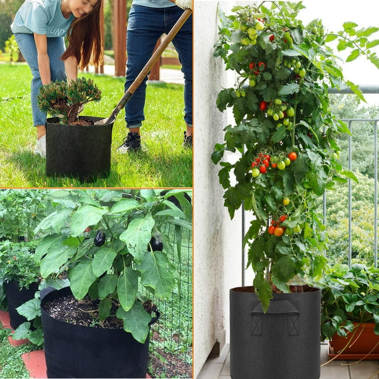 Grow Bags 30 Gallon 3 Pack Fabric Pots Heavy Duty Thickened Nonwoven Garden Planting Bags with Handles for Tomato Vegetables Fruits Indoor Outdoor (24