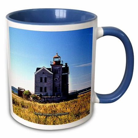 3dRose Cedar Island Lighthouse at Cedar Point County Park - Two Tone Blue Mug,