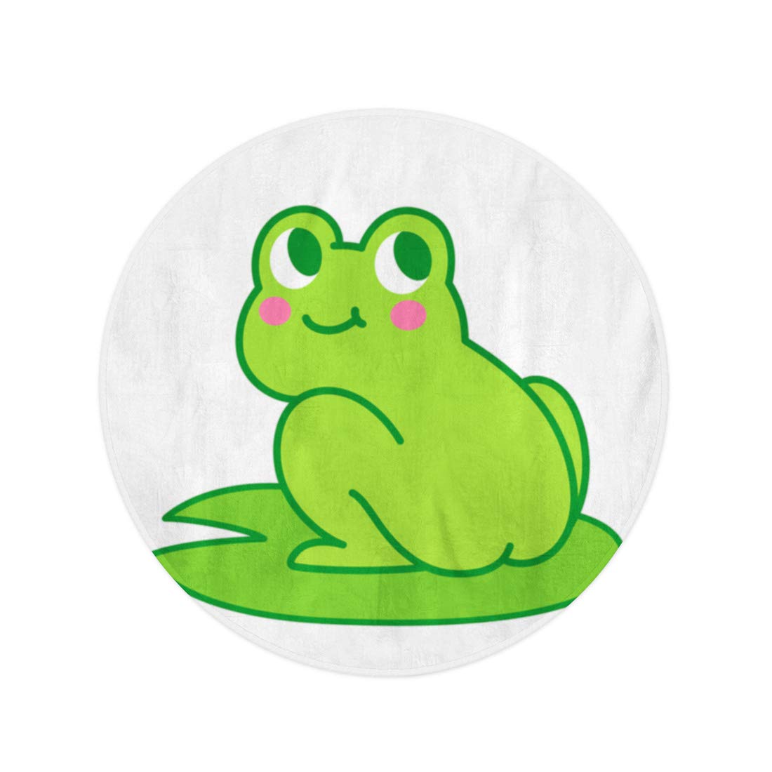 KDAGR 60 inch Round Beach Towel Blanket Green Cute Cartoon Frog