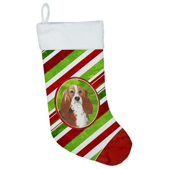 Carolines Treasures CK4108CS Basset Hound Christmas Candy Stripe Christmas Stocking