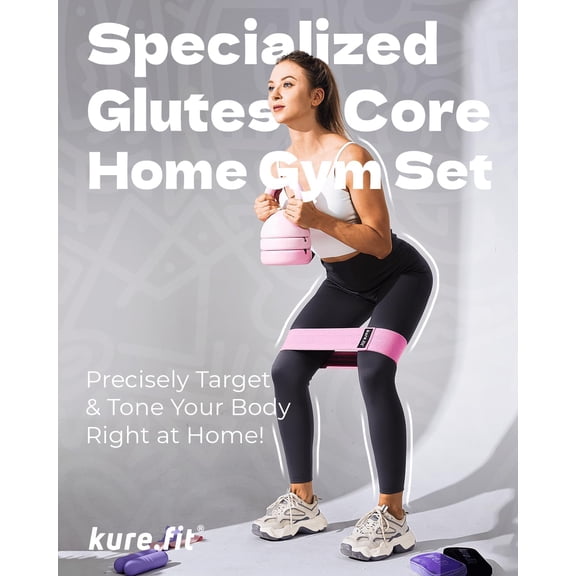 Adjustable Kettlebell | 5 lb - 12 lb | Kettlebell Weights Set for Home Gym | Full-Body Workouts, Strength Training, Weight Loss | Fabric Booty Band | Beginners & Women
