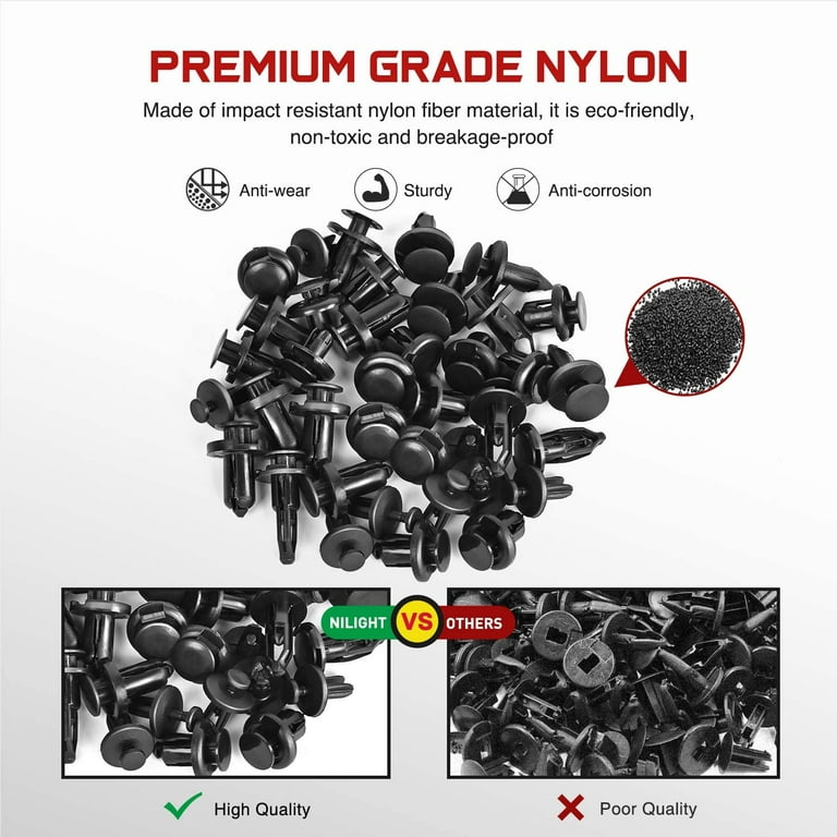 uxcell 50Pcs Black Plastic Rivet Push-Type Expansion Screw Fastener Clips  9mm for Car