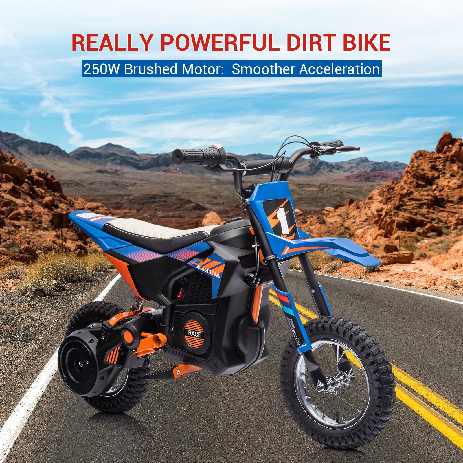 24V Electric Dirt Bike for Kids 8-12 Years, 250W Motor Off-Road Motorcycle with 13.6MPH Speed, Air-Filled Tires & Metal Suspension, 139LB Capacity