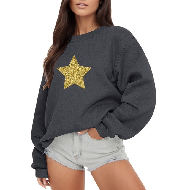 Gibobby Sudaderas Navideñas para Mujeres Sudadera con capucha de manga larga con estampado de oro de imitación para mujer(Gris,CH)