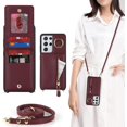 thumbnail image 6 of for Samsung Galaxy S21 Ultra 5G Phone Case for Women with Card Holder,Samsung S21 Ultra Case Wallet Crossbody Lanyard with Strap,Credit Card Slots Kickstand Case with Ring Holder,6.8",Burgundy, 6 of 13