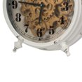 thumbnail image 4 of Benjara Classic Metal Table Clock with Gears Front and Distressed Details, White and Gold, 4 of 5