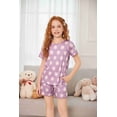 thumbnail image 5 of Arshiner Girls Pajama Set Short Sleeve Lounge Set Soft Shirring Summer Sleepwear Pj Sets, 5 of 6