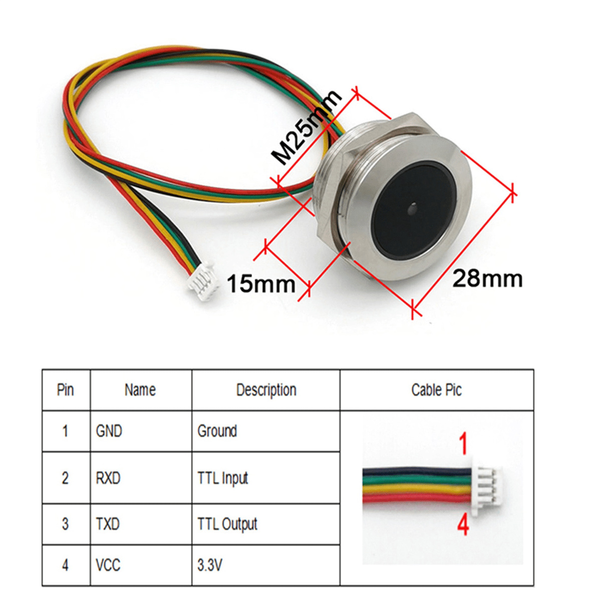 10X GM60 UART Stainless Steel Controlled Ring Indicator Light 1D/QR/2D Bar Code Scanner QR Code Barcode Scanner Module