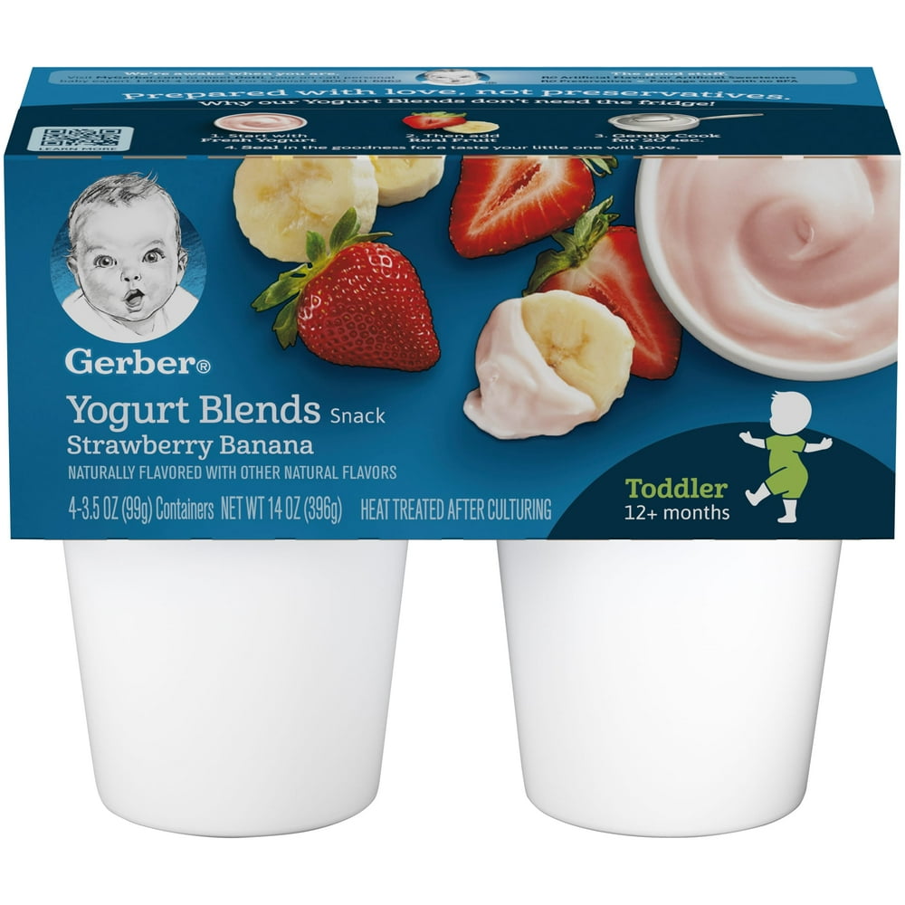 (4 Pack) Gerber Toddler Food, Strawberry Banana Yogurt Baby Snack, 14