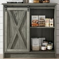 thumbnail image 3 of DreamCurship Farmhouse Coffee Bar Cabinet with Storage, Buffet Cabinet Kitchen Storage Cabinet with Hutch, Small Coffee Station, Gray, 3 of 8
