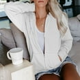 thumbnail image 4 of Dezsed Zip Up Hoodies for Women Womens Hoodie Full Zip Long Sleeve Sweatshirts Pockets Tops Jacket Coat White XXL, 4 of 7