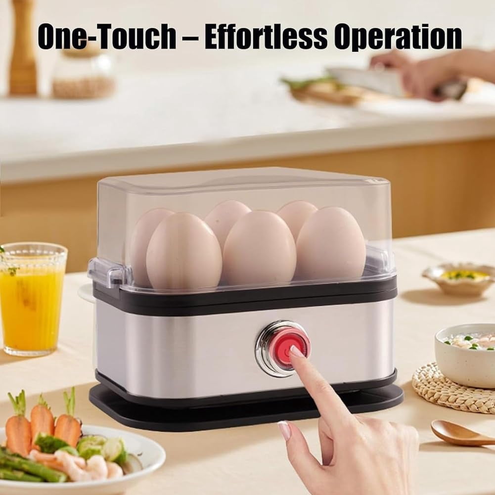 Smart Egg Cooker with Auto Shut Off, Eggs Maker with Tray Lid Soft/Medium/Hard Boiled Poached Egg Cookers, Effortless Egg Cooking with the Ultimate Stainless Steel Cooker(1PC)