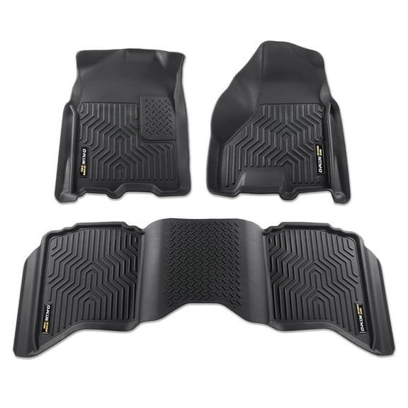 PIT66 Fit for 2009 - 2023 Dodge Ram 1500 (19-23 Classic Body) 10 - 18 Dodge Ram 2500/3500 Crew Cab w/Auto Trans, Front & 2nd Row - Black, 3 pcs